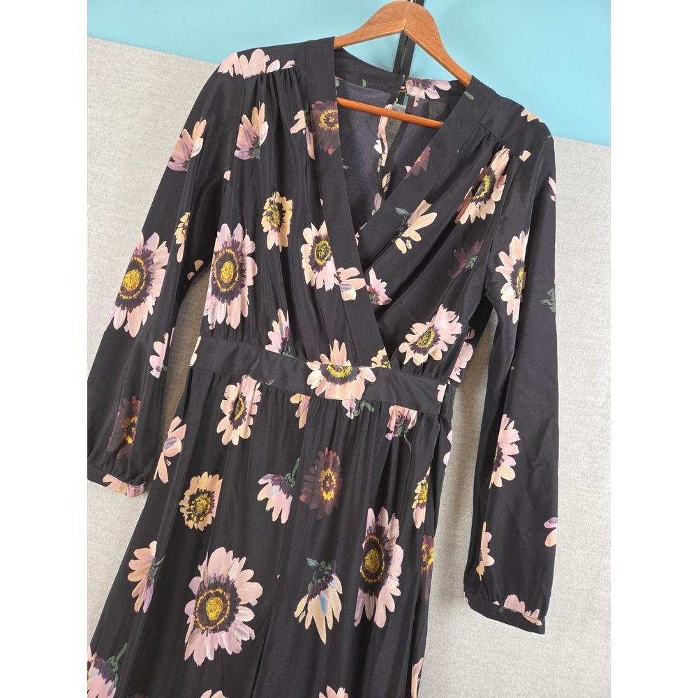No. 6 Store NYC Black Floral Silk Jumpsuit USA Luxury Size 1 Wide Leg Flowy USA